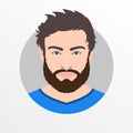 Male avatar icon or portrait. Handsome young man face with beard. Vector illustration Royalty Free Stock Photo